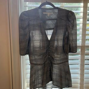 Veronica Beard plaid short sleeve blouse